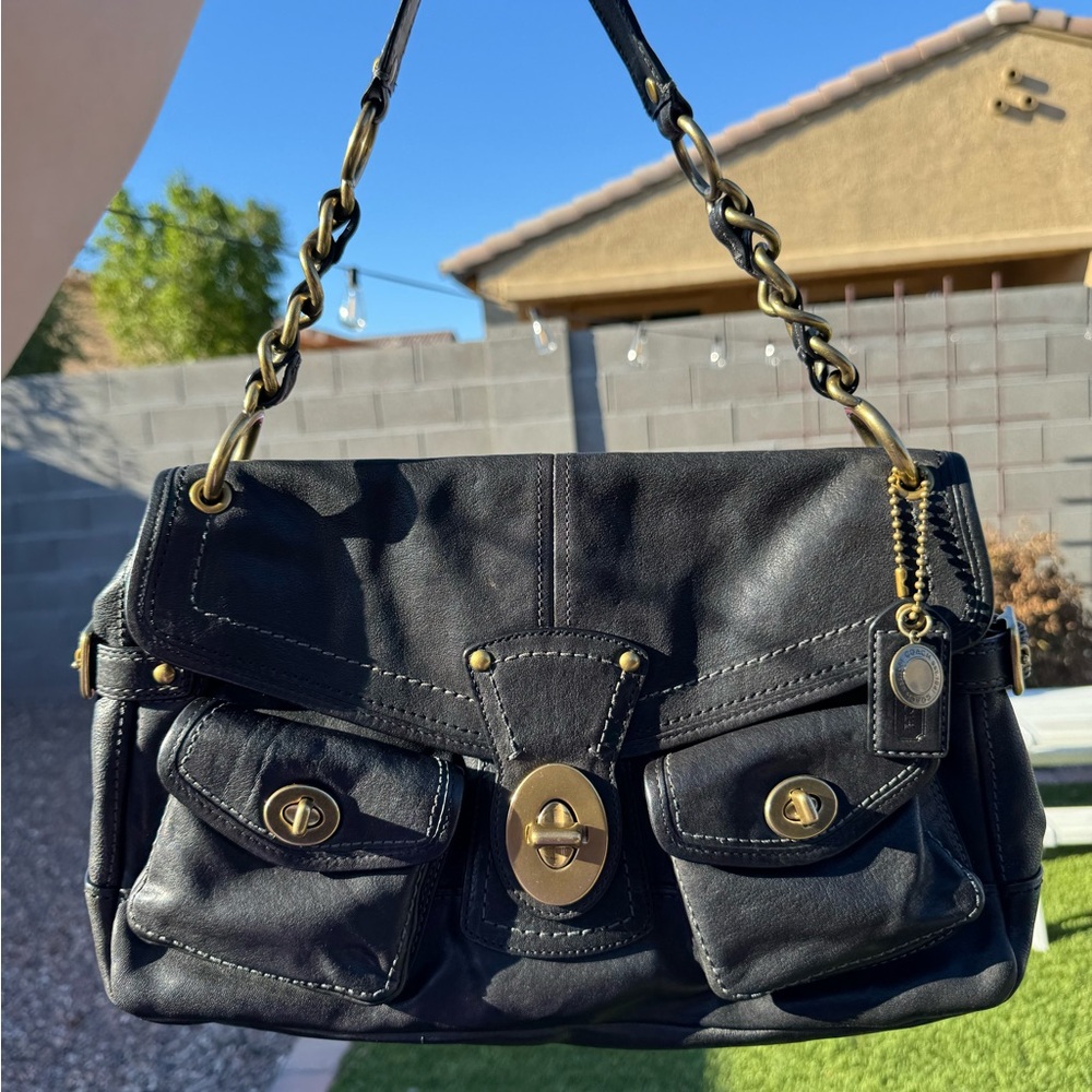 SOLD Coach Black Leather Leigh 65th Anniversary